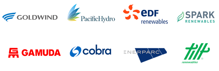 Logos of Australian project developers and energy companies who trust Energy Synapse